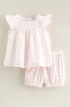 Nordstrom Square Neck Cotton Flutter Top & Shorts Set In Pink