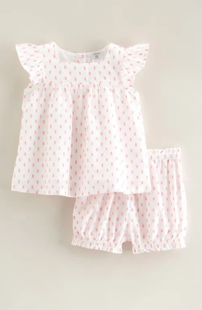 Nordstrom Babies'  Square Neck Cotton Flutter Top & Shorts Set In Pink