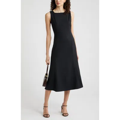Nordstrom Square Neck Sleeveless Wool Blend Midi Dress In Black
