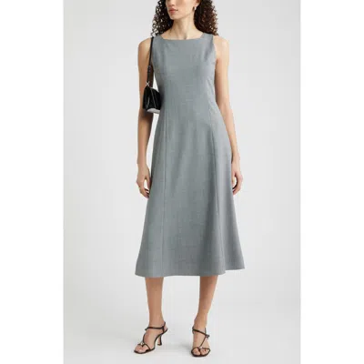 Nordstrom Square Neck Sleeveless Wool Blend Midi Dress In Gray