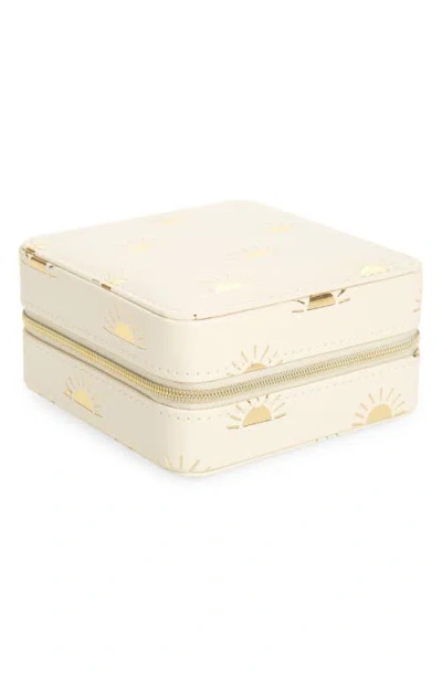 Nordstrom Square Zip Jewelry Box In Cream- Gold Sun