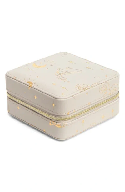 Nordstrom Square Zip Jewelry Box In Grey- Gold Celestial
