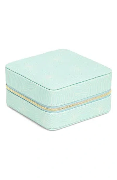 Nordstrom Square Zip Jewelry Box In Mint- Ivory Curves