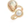 Nordstrom Stacked Teardrop Bypass Ring In White- Champagne- Gold