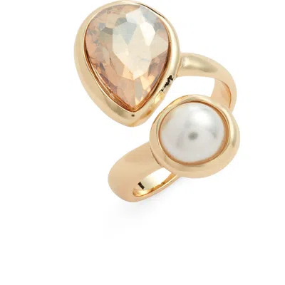 Nordstrom Stacked Teardrop Bypass Ring In White- Champagne- Gold