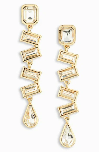 Nordstrom Staggered Crystal Linear Drop Earrings In Clear- Gold