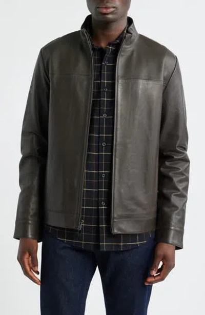 Nordstrom Stand Collar Leather Bomber Jacket In Brown