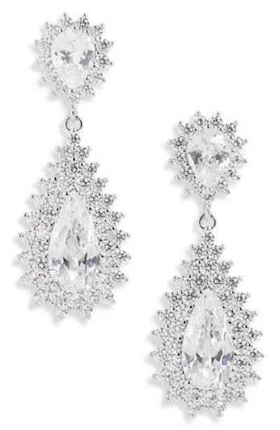 Nordstrom Starburst Cubic Zirconia Drop Earrings In Clear- Silver