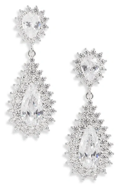 Nordstrom Starburst Cubic Zirconia Drop Earrings In Clear- Silver