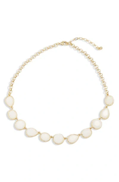 Nordstrom Stone Frontal Necklace In White- Gold