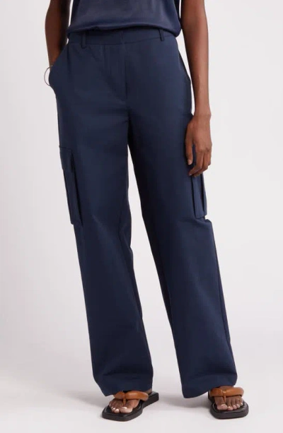 Nordstrom Stretch Cotton Cargo Pants In Navy Blazer