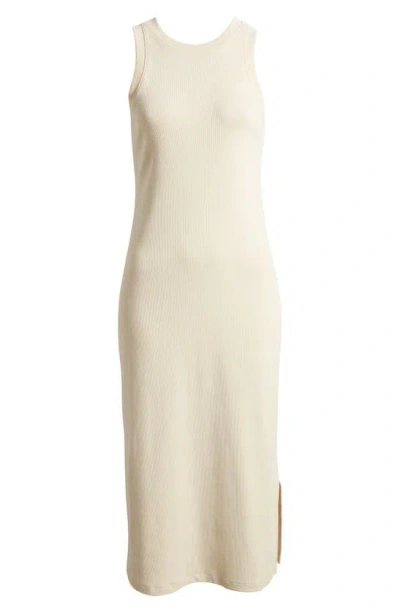 Nordstrom Stretch Cotton Ribbed Tank Dress In Beige Burnt