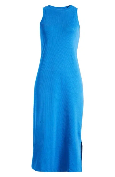 Nordstrom Stretch Cotton Ribbed Tank Dress In Blue Marmara