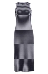 Nordstrom Stretch Cotton Ribbed Tank Dress In Navy- White Elm Stripe