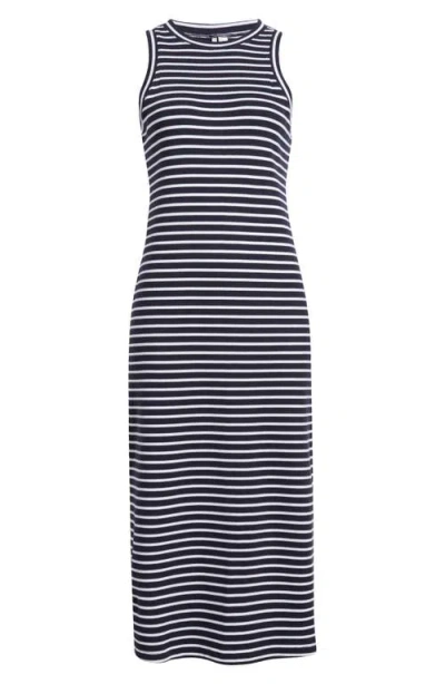 Nordstrom Stretch Cotton Ribbed Tank Dress In Navy- White Elm Stripe