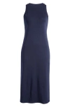 Nordstrom Stretch Cotton Ribbed Tank Dress In Navy Blazer