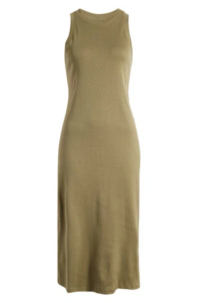 Nordstrom Stretch Cotton Ribbed Tank Dress In Olive Burnt