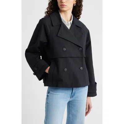 Nordstrom Stretch Cotton Trench Coat In Black