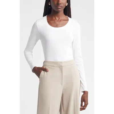 Nordstrom Stretch Pima Cotton Long Sleeve T-shirt In White