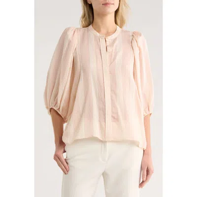 Nordstrom Stripe Balloon Sleeve Button-up Shirt In Pink