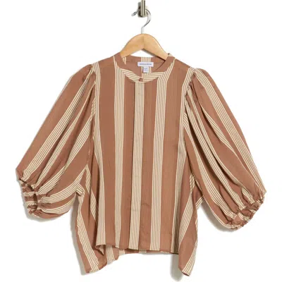 Nordstrom Stripe Balloon Sleeve Button-up Shirt In Multi