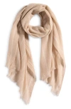 Nordstrom Stripe Cashmere Scarf In Camel- Oatmeal Combo