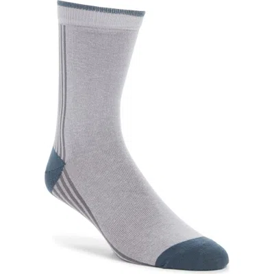 Nordstrom Stripe Cotton Blend Crew Socks In Gray