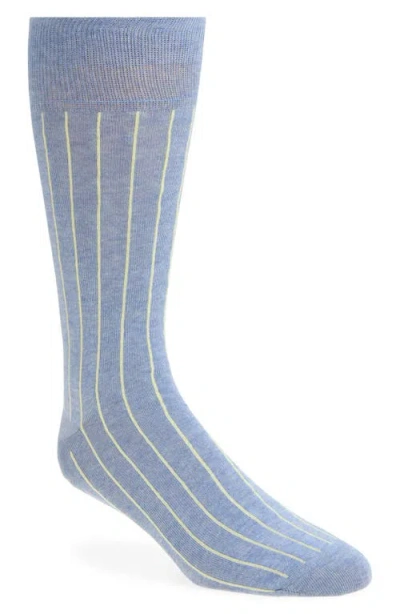 Nordstrom Stripe Cotton Blend Dress Socks In Blue- Yellow