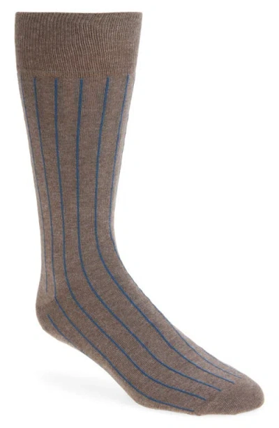 Nordstrom Stripe Cotton Blend Dress Socks In Brown- Blue