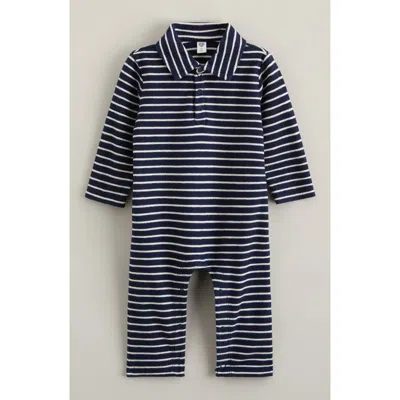 Nordstrom Babies'  Stripe Cotton Romper In Blue