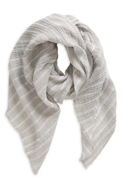 Nordstrom Stripe Cotton Scarf In Grey Combo