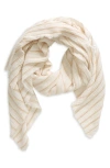 Nordstrom Stripe Cotton Scarf In Ivory Combo