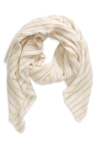 Nordstrom Stripe Cotton Scarf In Ivory Combo