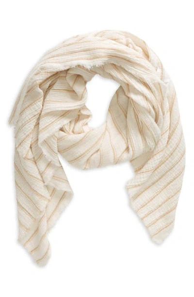 Nordstrom Stripe Cotton Scarf In Neutral