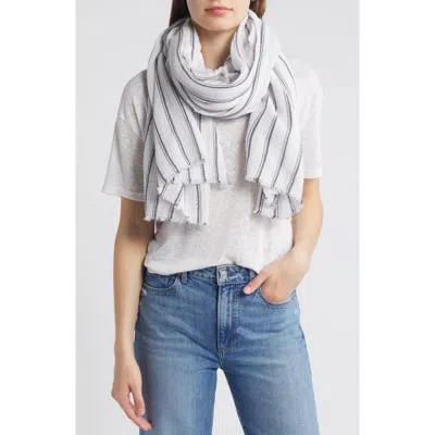 Nordstrom Stripe Cotton Scarf In White Combo