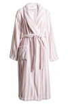 Nordstrom Stripe Hydrocotton Terry Robe In Pink Peachskin- White Stripe