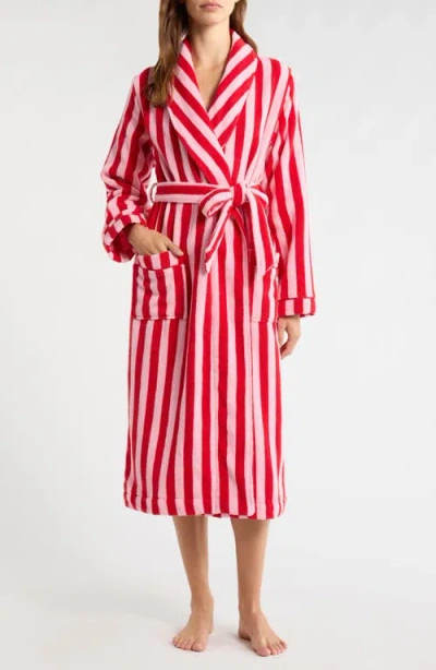 Nordstrom Stripe Hydrocotton Terry Robe In Red