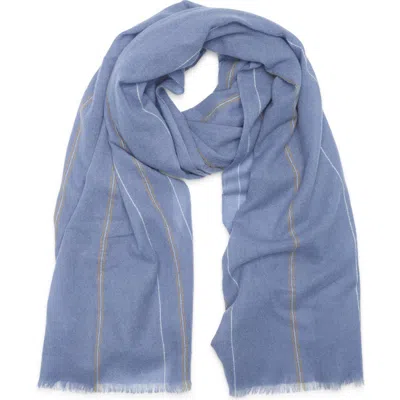 Nordstrom Stripe Lightweight Cashmere Scarf In Blue