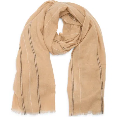 Nordstrom Stripe Lightweight Cashmere Scarf In Neutral