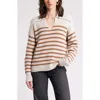 Nordstrom Stripe Long Sleeve Cotton Sweater In Ivory Sand- Tan Stripe