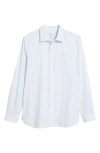 Nordstrom Stripe Performance Stretch Cotton Blend Sport Shirt In White- Blue Simple Stripe