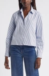 NORDSTROM NORDSTROM STRIPE POPLIN CROP BUTTON-UP SHIRT