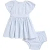 Nordstrom Babies'  Stripe Seersucker Cotton Dress & Bloomers In Blue Fog Stripe