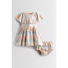 Nordstrom Stripe Seersucker Cotton Dress & Bloomers In Coral Playful Plaid
