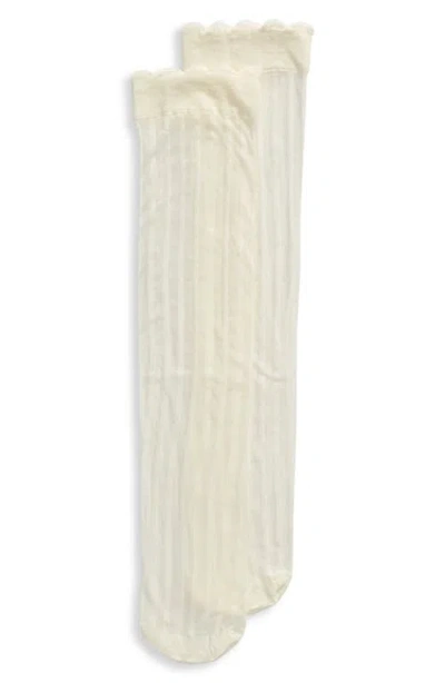 Nordstrom Stripe Sheer Knee High Socks In Ivory Egret