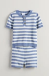 Nordstrom Stripe Short Sleeve Knit Henley & Shorts Set In Blue