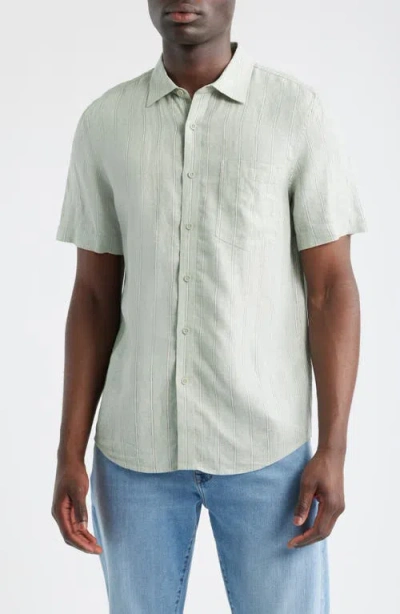 Nordstrom Stripe Short Sleeve Linen Button-up Shirt
