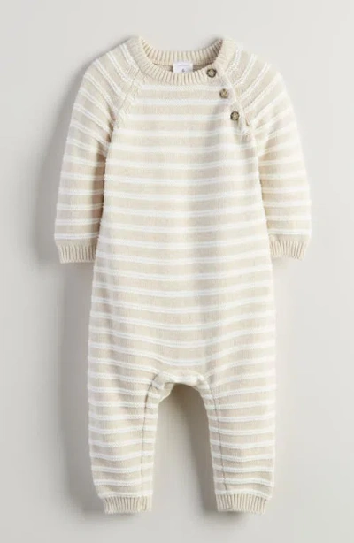 Nordstrom Babies'  Stripe Sweater Romper In Brown