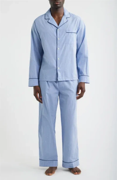 Nordstrom Stripe Woven Cotton Poplin Pajamas In Blue
