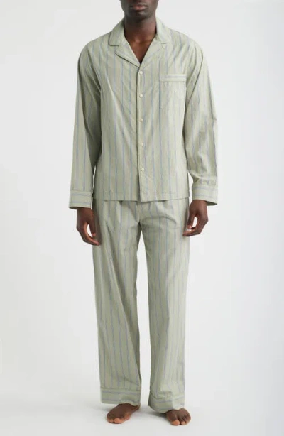 Nordstrom Stripe Woven Cotton Poplin Pajamas In Green